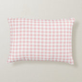 Gingham Check Baby Pink & White - Monogram Nursery Accent Kussen (Achterkant)
