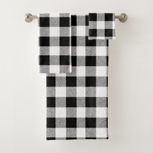 Gingham Check Black Bad Handdoek (Insitu)