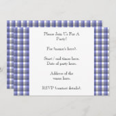 Gingham check. Blauw, grijs, wit. Fotosjabloon. Kaart (Voorkant / Achterkant)