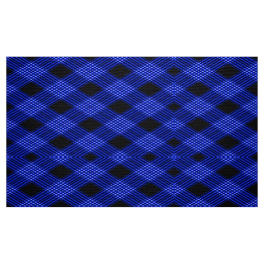 Gingham Check Blue en Black Pattern Fabric Stof (Fat Quarter)