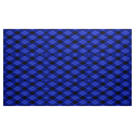 Gingham Check Blue en Black Pattern Fabric Stof (Yard (91,4 cm))