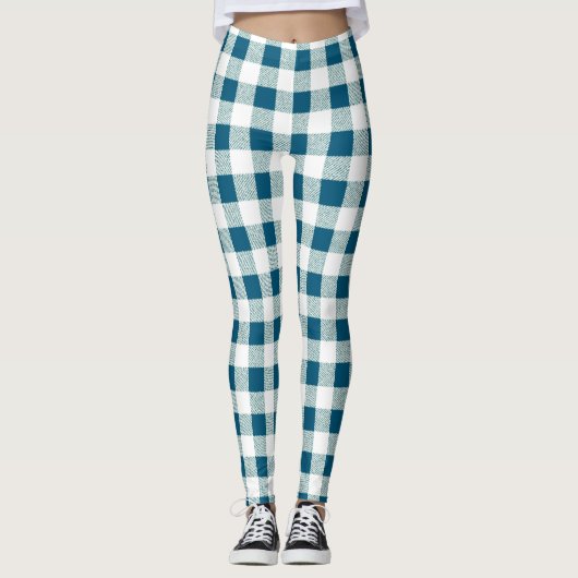 Gingham Check Bluish Green Leggings (Voorkant)