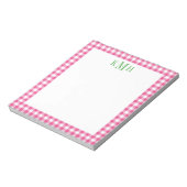 Gingham Check Border Bright Roze Blocnote (Linkerzijde)