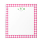 Gingham Check Border Bright Roze Blocnote (Voorkant)