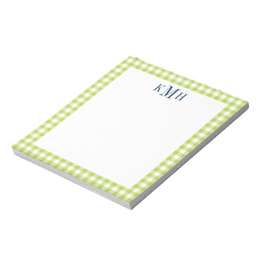 Gingham Check Border Lime Green Notitieblok (Linkerzijde)
