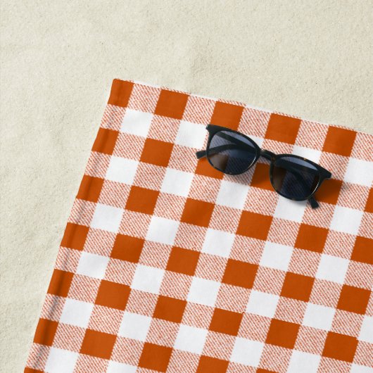 Gingham Check Brown Strandlaken (In situ)