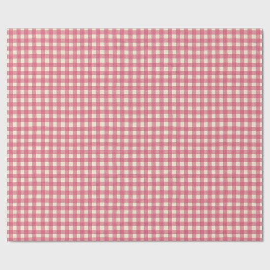 Gingham Check Cherry Red Cream Cadeaupapier (Vlak)