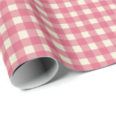 Gingham Check Cherry Red Cream Cadeaupapier (Rol Hoek)