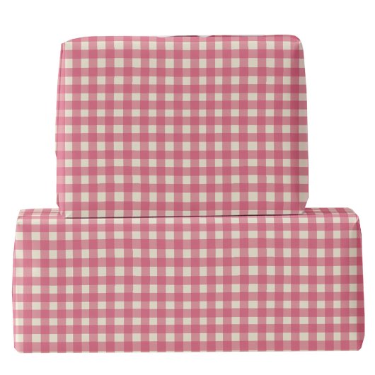 Gingham Check Cherry Red Cream Cadeaupapier