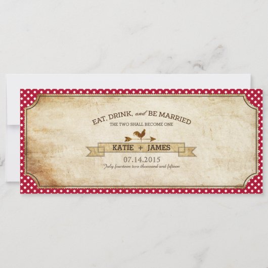 Gingham Check Country Picnic Weddenschap Frans Kaart (Achterkant)