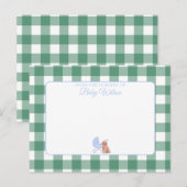 Gingham Check Dog Boy Baby shower Bedankt Opmerkin Briefkaart (Voorkant / Achterkant)