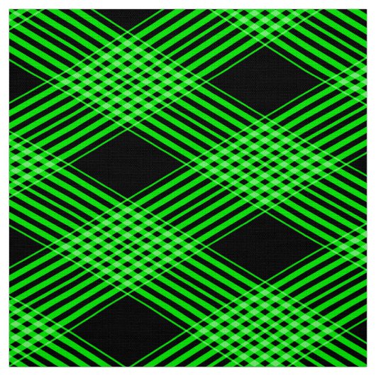 Gingham Check Green and Black Pattern Fabric Stof (Swatch)
