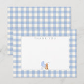 Gingham Check Hond Baby Shower Bedankbriefje Briefkaart (Voorkant / Achterkant)