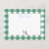 Gingham Check Hond Boy Baby Shower Bedankbrief Briefkaart (Voorkant)