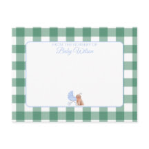 Gingham Check Hond Boy Baby Shower Bedankbrief