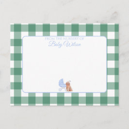 Gingham Check Hond Boy Baby Shower Bedankbrief Briefkaart