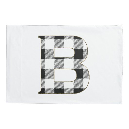 Gingham Check Letter B Kussensloop (Achterkant)
