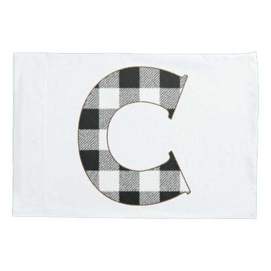 Gingham Check Letter C Kussensloop (Achterkant)