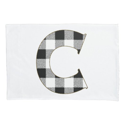 Gingham Check Letter C Kussensloop (Voorkant)