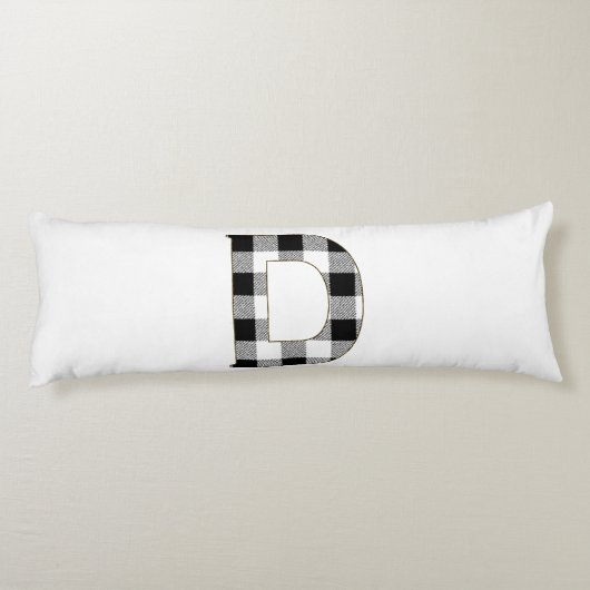 Gingham Check Letter D Lichaamskussen (Achterkant)
