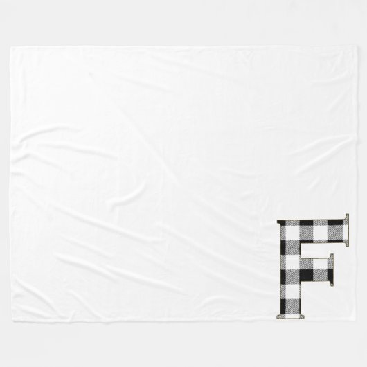 Gingham Check Letter F Fleece Deken (Voorkant (Horizontaal))