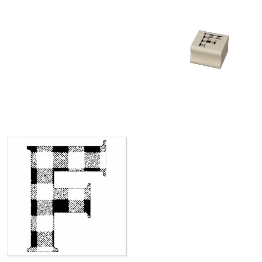 Gingham Check Letter F Rubberstempel (Gestempeld)