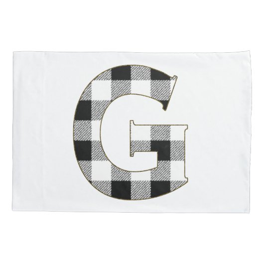 Gingham Check Letter G Kussensloop (Achterkant)