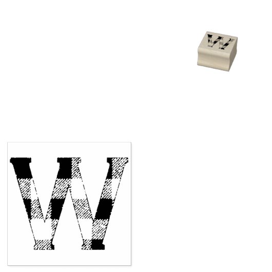Gingham Check Letter W Rubberstempel (Gestempeld)