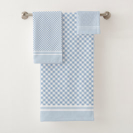 Gingham Check Licht Blauw Wit land Bad Handdoek