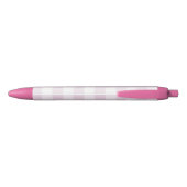 Gingham Check Licht Roze Aangepaste Naam Zwarte Inkt Pen (Achterkant)