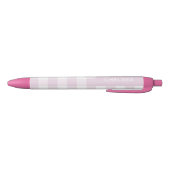 Gingham Check Licht Roze Aangepaste Naam Zwarte Inkt Pen (Bodem)