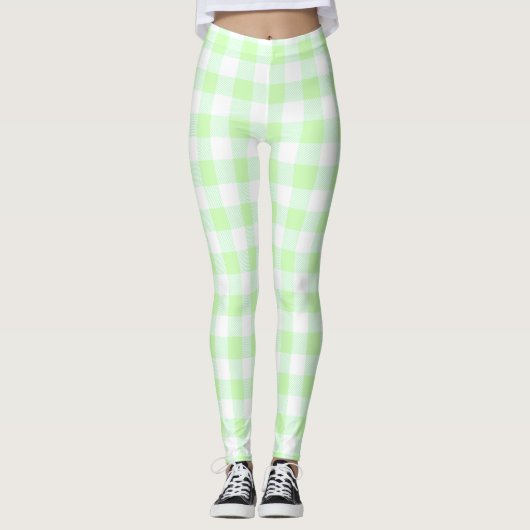 Gingham Check Light Green Leggings (Voorkant)