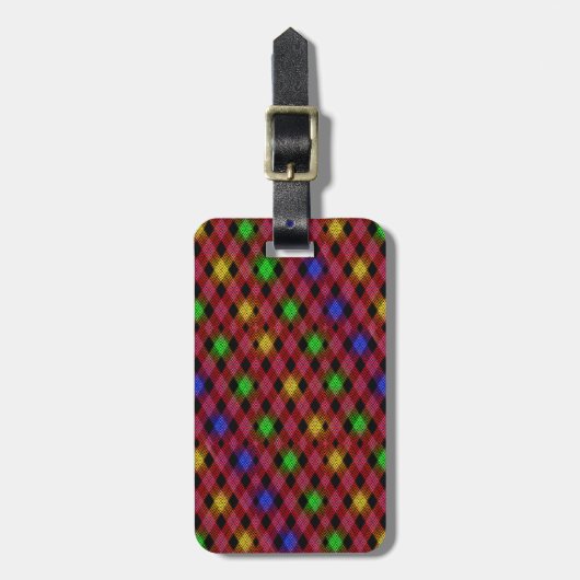 Gingham Check Multicolored Pattern Bagagelabel (Voorkant verticaal)