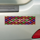 Gingham Check Multicolored Pattern Bumpersticker (Op auto)
