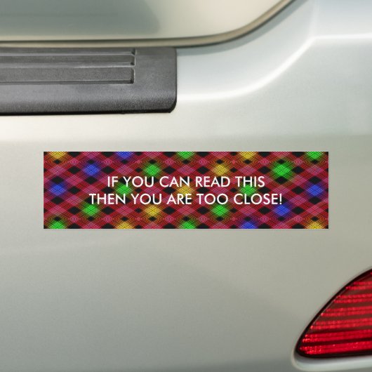Gingham Check Multicolored Pattern Bumpersticker (Op auto)