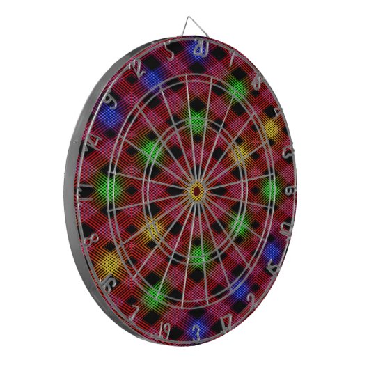 Gingham Check Multicolored Pattern Dartbord (Voorkant Links)