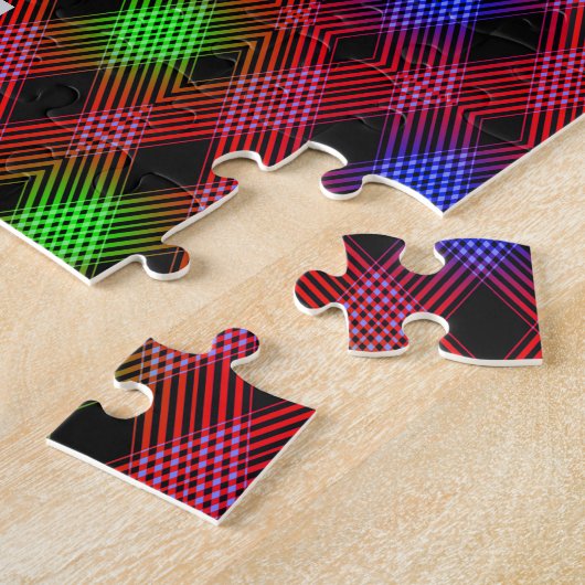 Gingham Check Multicolored Pattern Legpuzzel (Zijkant)