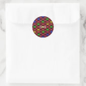 Gingham Check Multicolored Pattern Ronde Sticker (Tas)