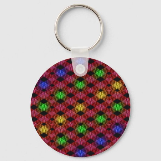 Gingham Check Multicolored Pattern Sleutelhanger (Voorkant)