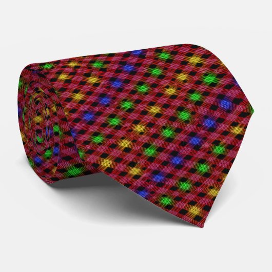 Gingham Check Multicolored Pattern Stropdas (Opgerold)