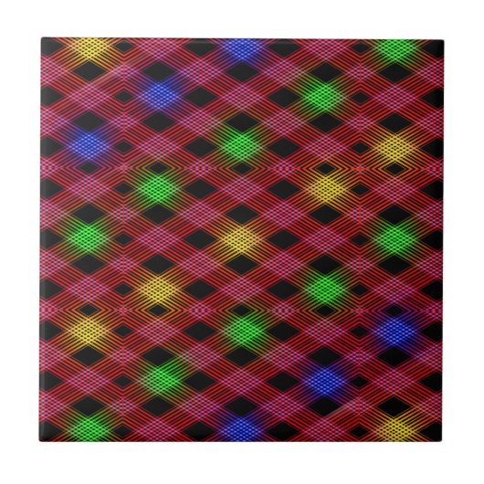 Gingham Check Multicolored Pattern Tegeltje (Voorkant)