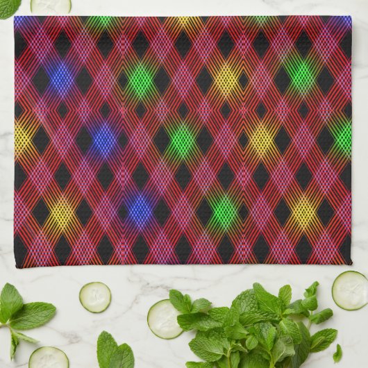 Gingham Check Multicolored Pattern Theedoek (Gevouwen)