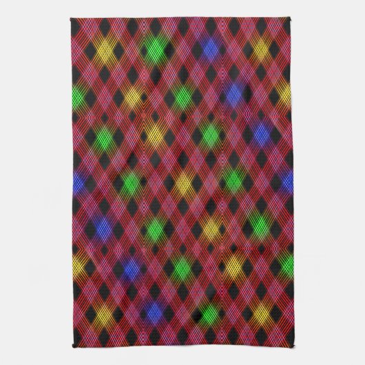 Gingham Check Multicolored Pattern Theedoek (Verticaal)