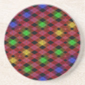 Gingham Check Multicolored Pattern Zandsteen Onderzetter (Voorkant)