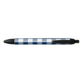 Gingham Check Navy Blau Aangepaste Naam Zwarte Inkt Pen (Achterkant)