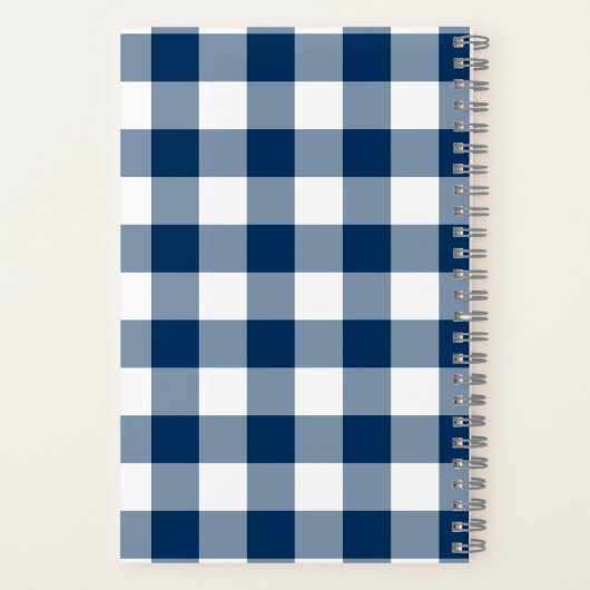 Gingham Check Navy Personalized Journal Notebook Notitieboek (Achterkant)