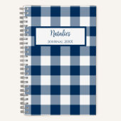 Gingham Check Navy Personalized Journal Notebook Notitieboek (Voorkant)