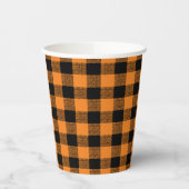 Gingham Check Oranje Black Paper Cup Papieren Bekers (Links)
