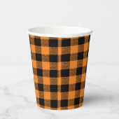 Gingham Check Oranje Black Paper Cup Papieren Bekers (Rechts)