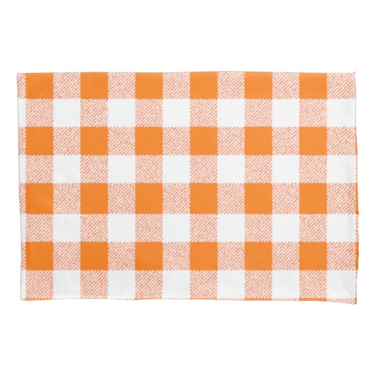 Gingham Check Oranje Kussensloop (Voorkant)